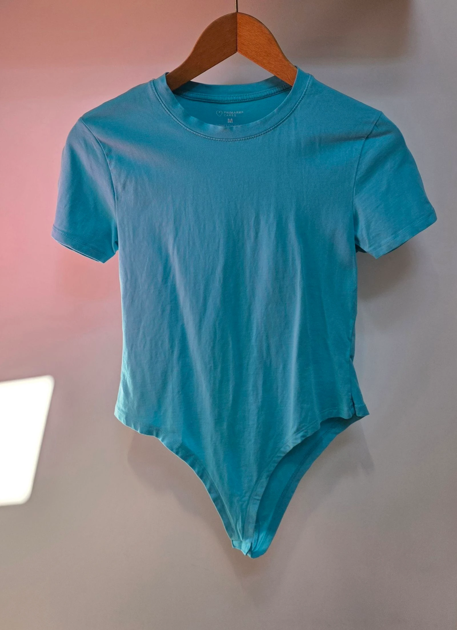 Body turquoise M 40 42 Primark t-shirt stretch manches courtes